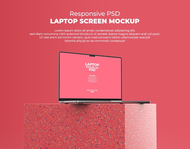 Responsive Laptop Screen for Web, UI and Apps PSD Mockup with Transparent Background
