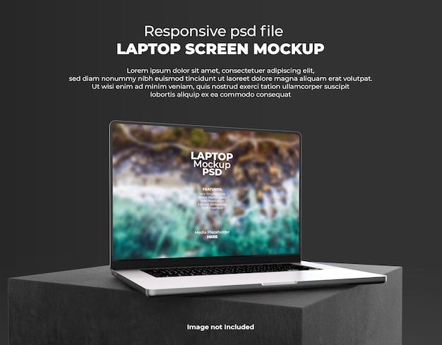 Responsive Laptop Screen for Web, UI and Apps PSD Mockup with Transparent Background
