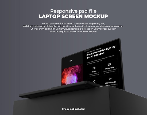 PSD responsive laptop screen for web, ui and apps psd mockup with transparent background