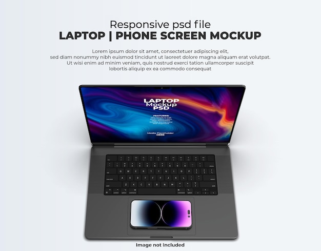 Responsive laptop screen for web, ui and apps psd mockup with transparent background