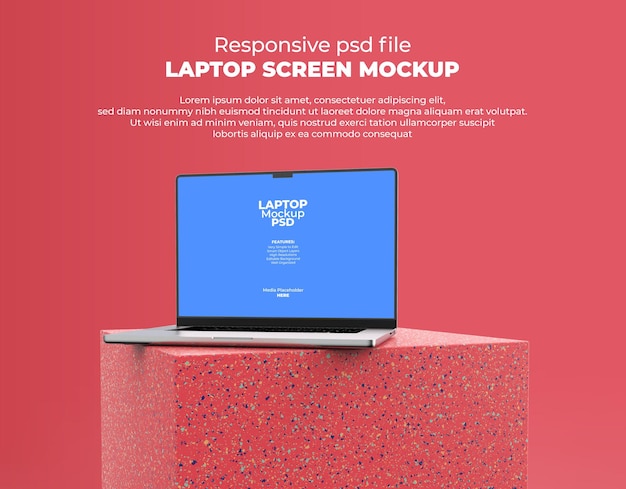 Responsive laptop screen for web, ui and apps psd mockup with transparent background