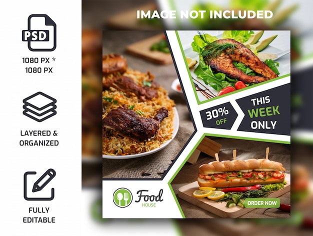 Restauracja Food Social Media Post Banner Template PSD