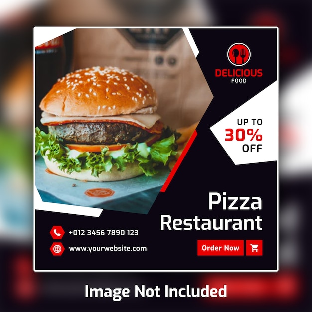 restauracja jedzenie social media post szablon banner psd