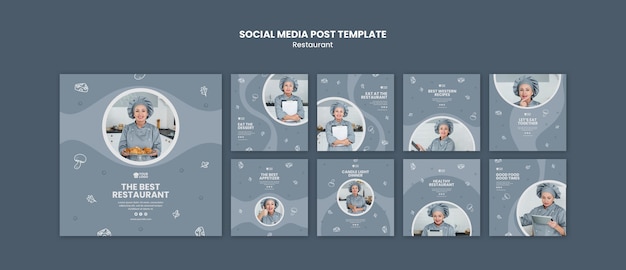 Restaurant ad social media post template