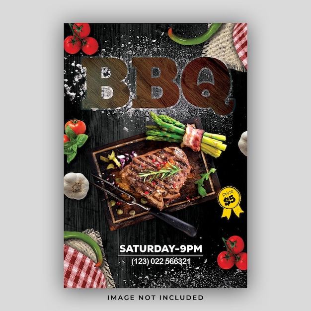 PSD restaurant american bbq food menu flyer design template