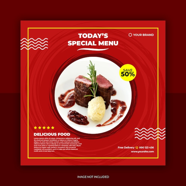 Restaurant banner en eten menu sociale media post sjabloon