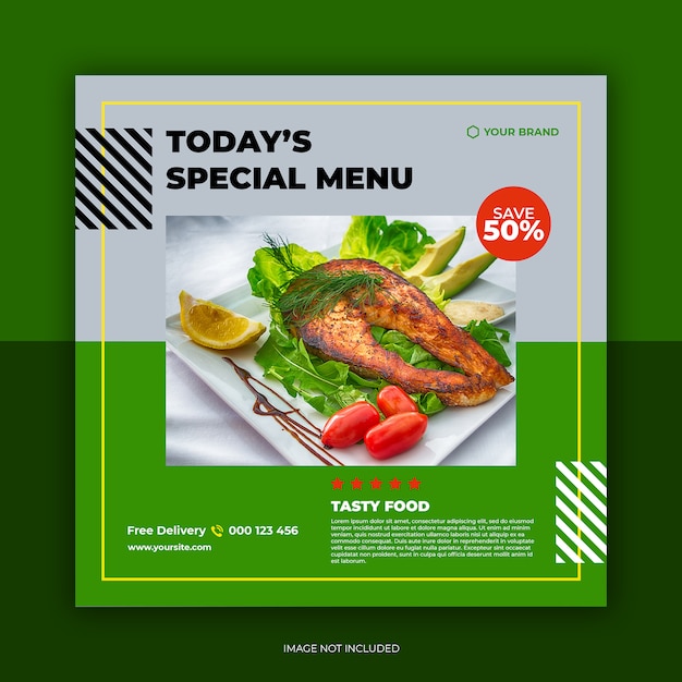 Restaurant banner and food menu social media post template