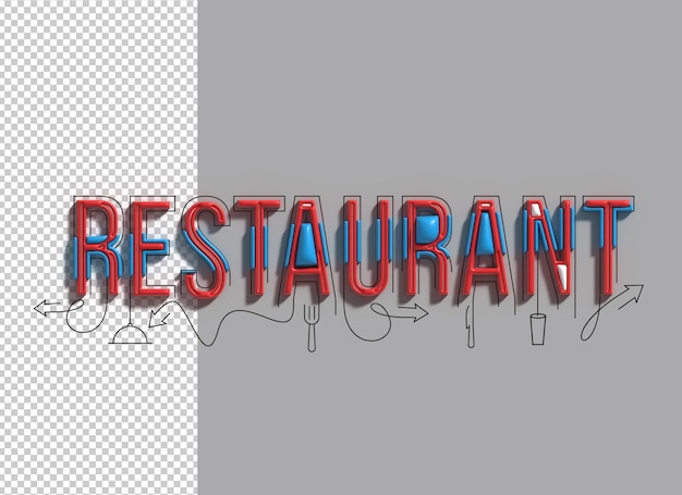 Restaurant belettering lijnwerk transparant psd lettertype ontwerp