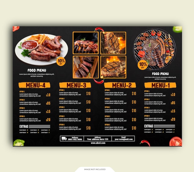 PSD restaurant bifold food menu design