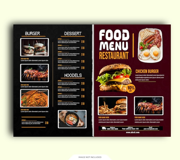 restaurant bifold food menu design