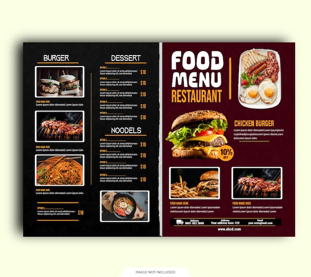 PSD design del menu del ristorante bifold