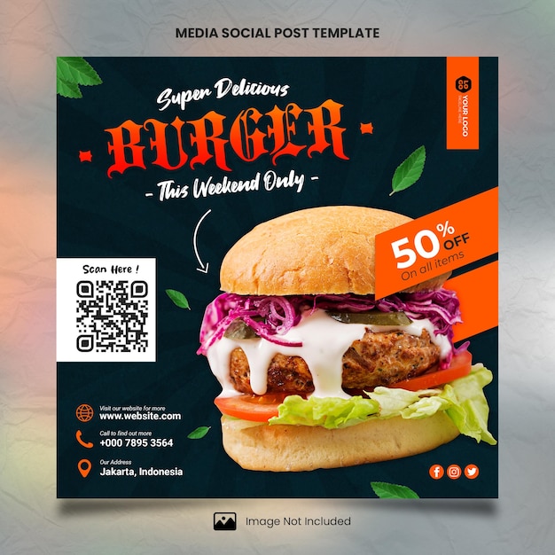 Restaurant burger menu media sociale postsjabloon