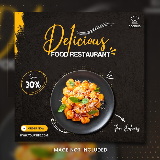 Restaurant called delicious banner design template