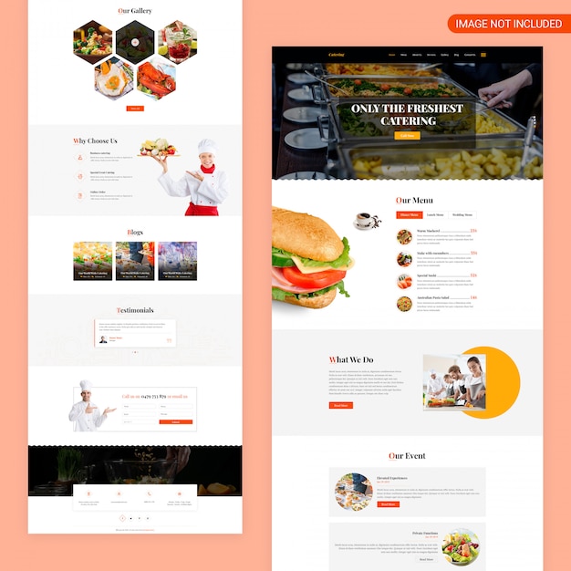 PSD restaurant and catering webpage