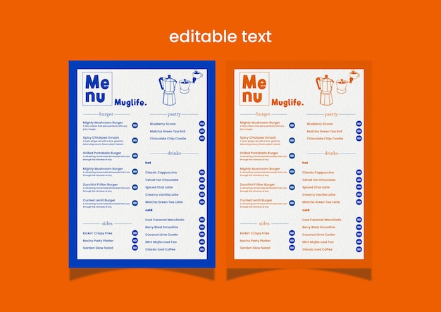 restaurant coffee shop menu template editable text
