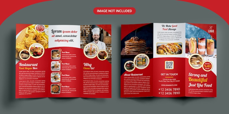 PSD restaurant driebladige brochure sjabloon