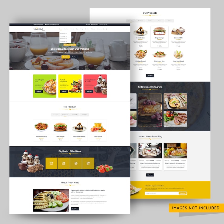PSD restaurant en voedsel website premium psd-sjabloon