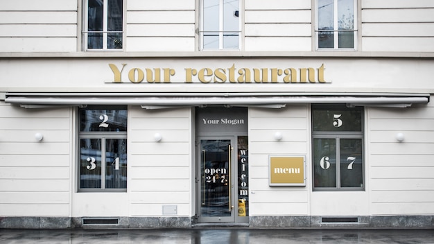 PSD restaurant facade mockup