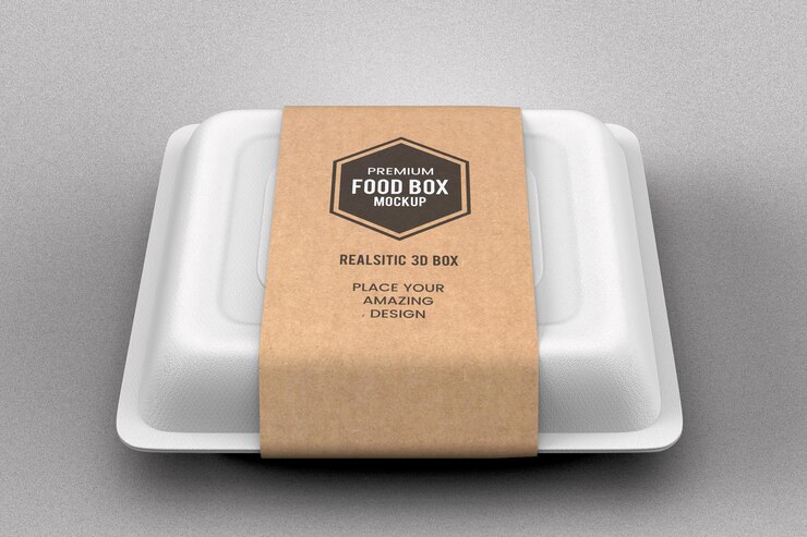 PSD restaurant fast food parcel box mockup