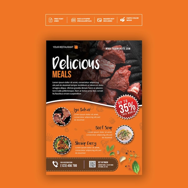 PSD restaurant food flyer template