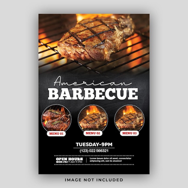 PSD restaurant food menu american bbq flyer template