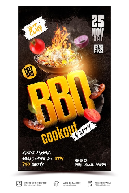 PSD restaurant food menu bbq banner design template