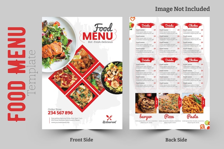 Restaurant food menu flyer Template