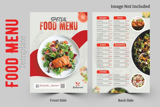 PSD餐厅的食品菜单宣传单模板