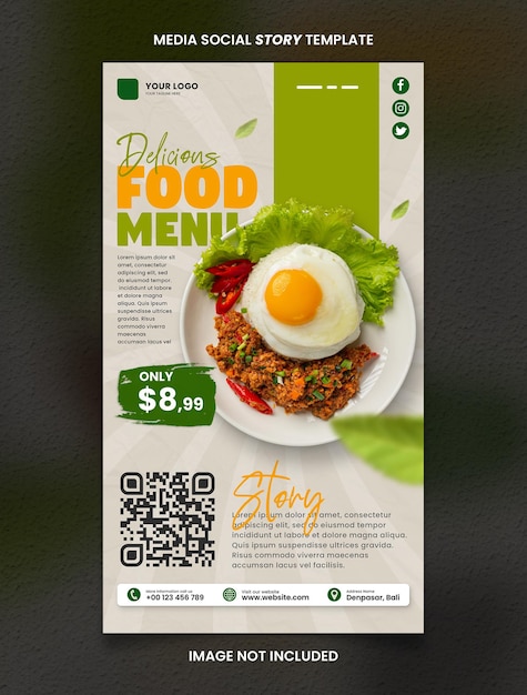 Restaurant Food Menu Media Social Story Post Template