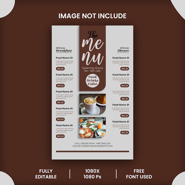 restaurant food menu and menu poster social media design