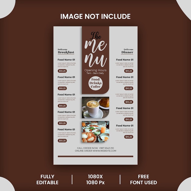 restaurant food menu and menu poster social media design