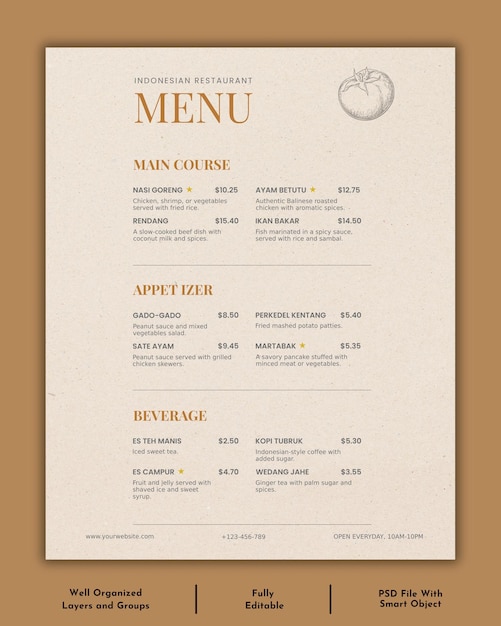 restaurant food menu poster design template