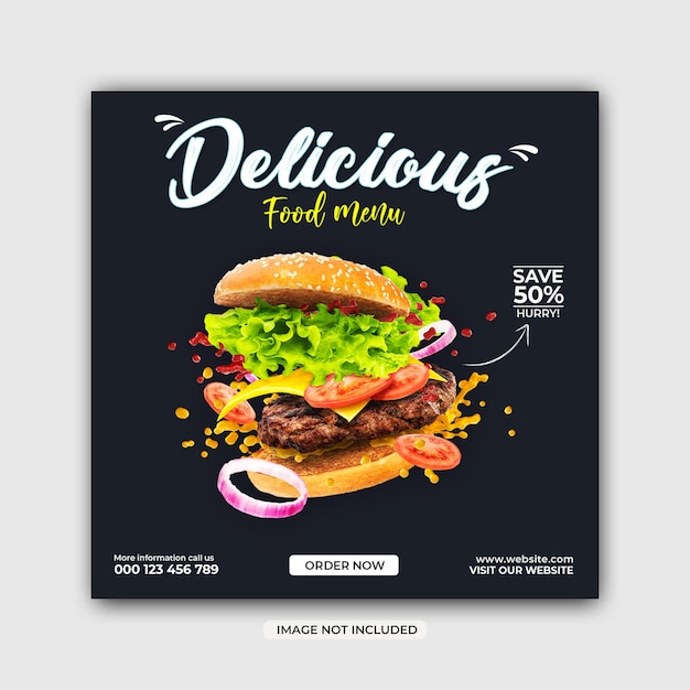 Restaurant Food menu sale promotion social media post or Instagram post banner template