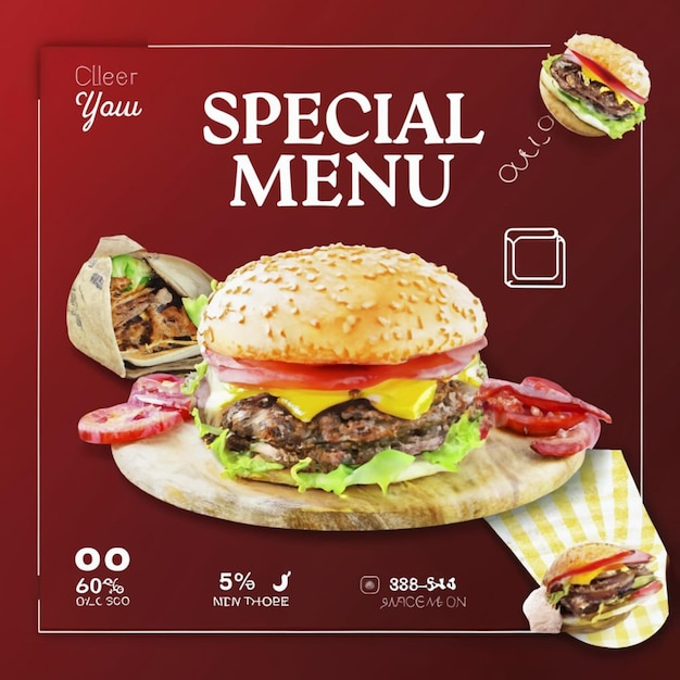 Restaurant food menu social media banner template