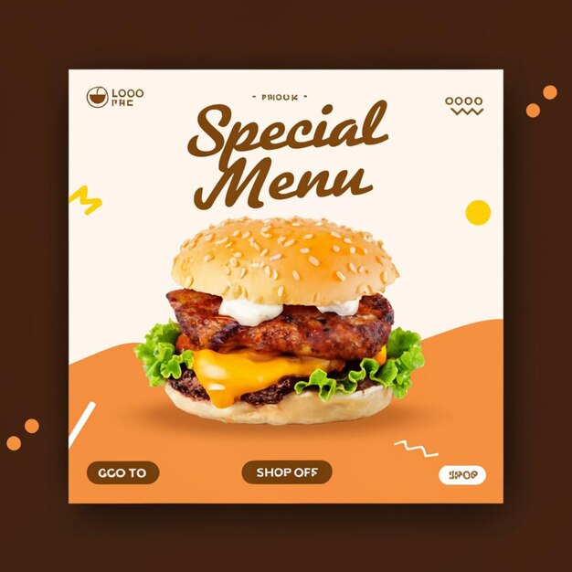 PSD modello di banner del menu del ristorante per i social media