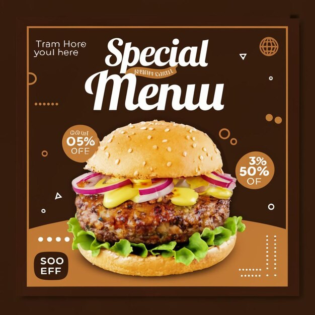 Restaurant food menu social media banner template