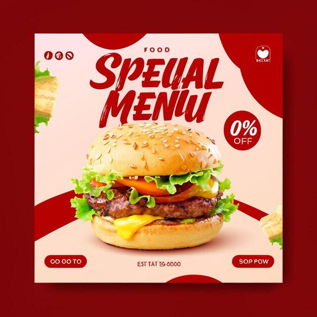 PSD restaurant food menu social media banner template