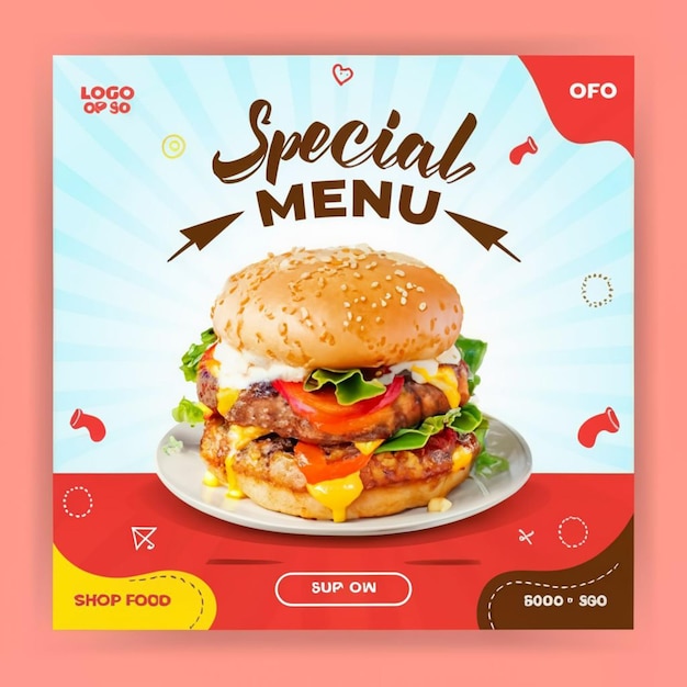 PSD restaurant food menu social media banner template