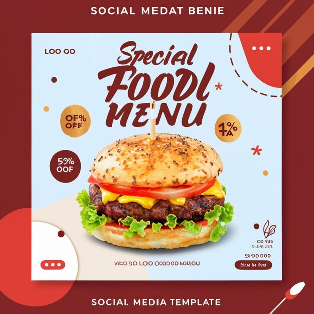 PSD restaurant food menu social media banner template