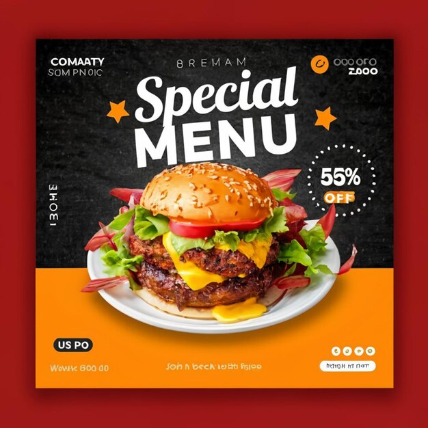 Restaurant food menu social media banner template