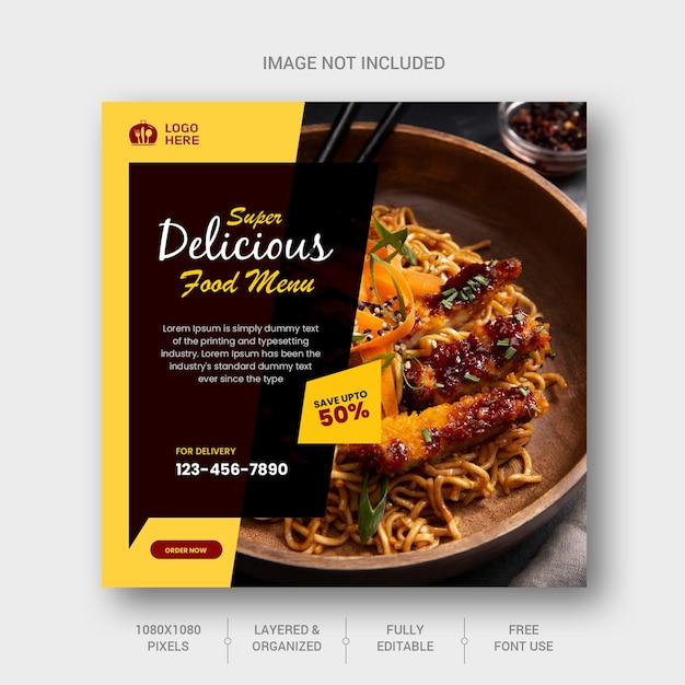 PSD restaurant and food menu social media banner template