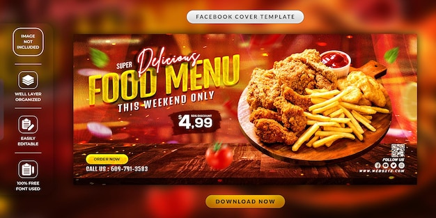 Restaurant food menu social media cover template