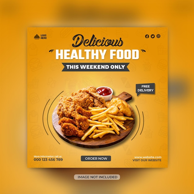 Restaurant food menu social media instagram post template