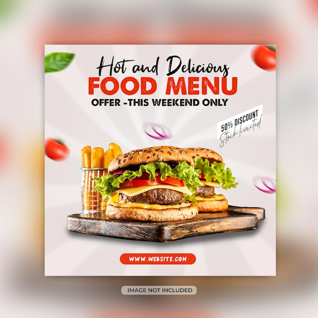 Restaurant food menu social media instagram post template