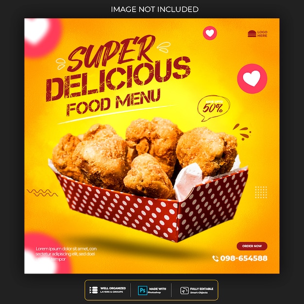 Restaurant or food menu social media post template