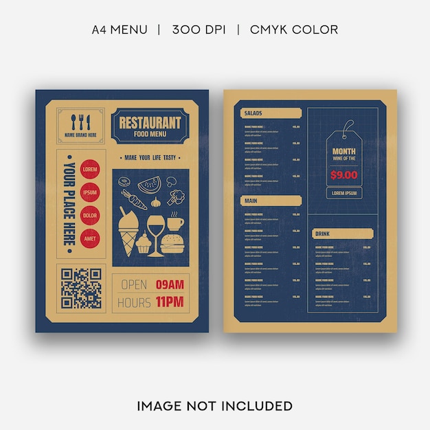 PSD restaurant food menu