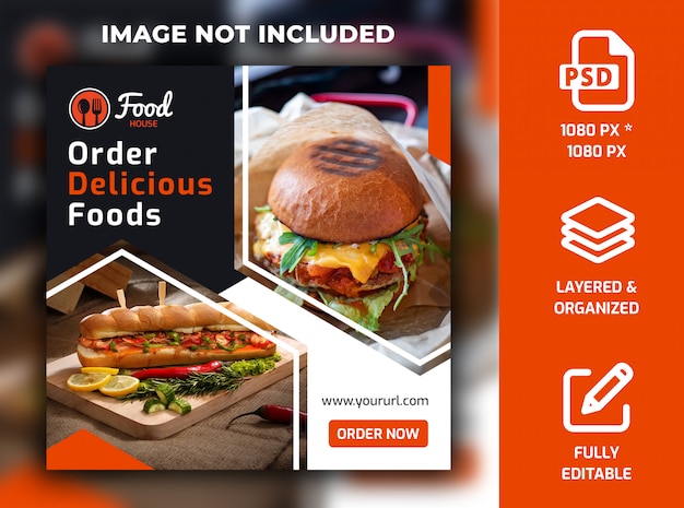 PSD restaurant food social media post banner template psd