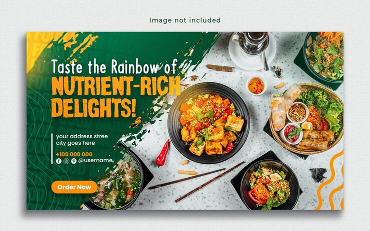 PSD ресторанный веб-баннер premium design template