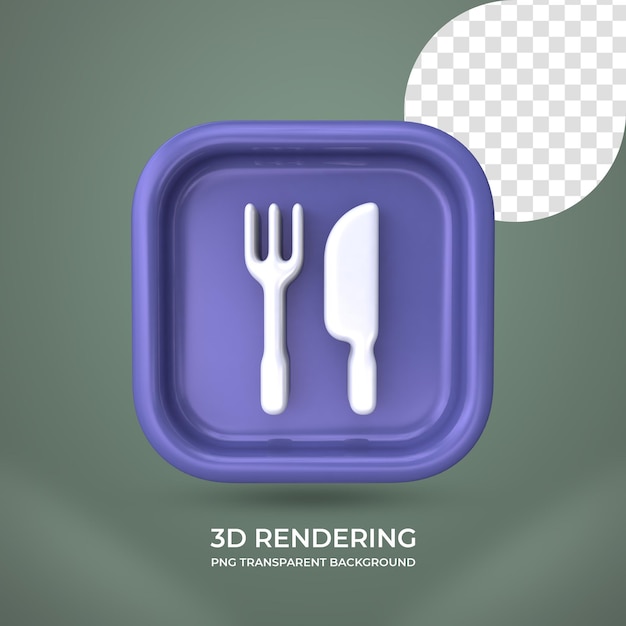 Restaurant icon 3d rendering isolated transparent background