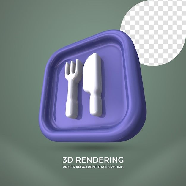 PSD 레스토랑 아이콘 3d 렌더링 절연 투명 배경
